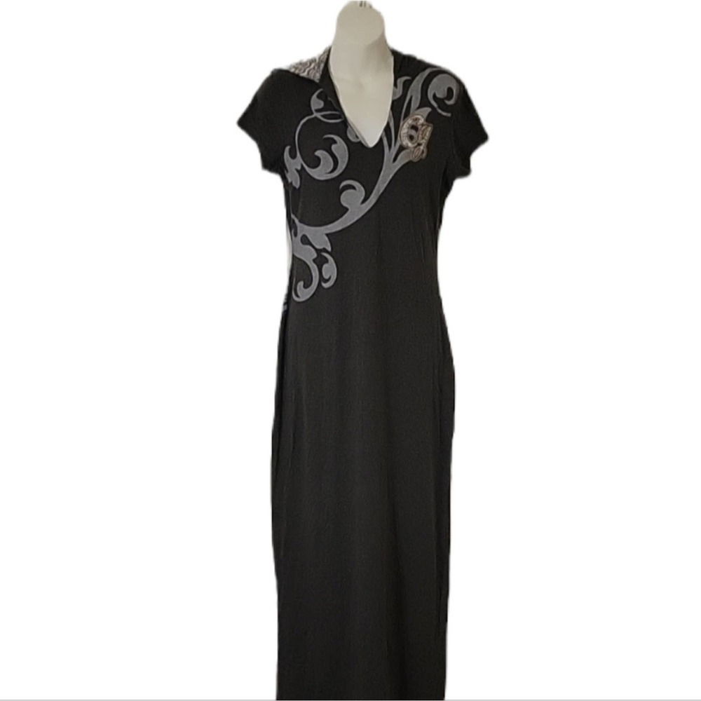 New COOGI Gray Dress Women's L Bodycon Maxi Skull